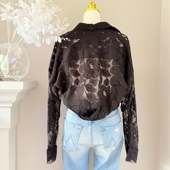 Karen Kane Cotton Lace Blouse in Black, Sz S - Picture 5 of 7